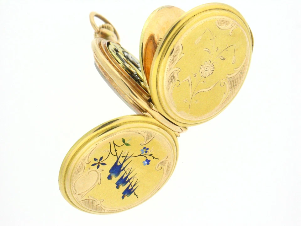 Винтажные карманные часы из золота 14 карат 1a Q TE патентное украшение De GENEVE - Изображение 3 из 4