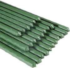 Garmeinea Garden Stakes 36 Inches Plastic Coated Steel Plant Stakes for Growing 