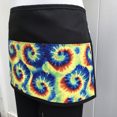 Grembiule NERO Tie Dye 3 TASCHE CAMERIERA VITA BAR RISTORANTE Janets Grembiuli �� - Foto 3 di 4