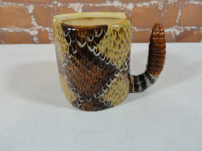 Diamondback Rattlesnake Snake Head Coffee Mug Cup Inside 4  Tall. SM chip on lip