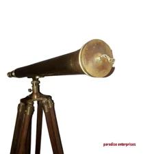 39 Brass Marine Vintage Looking Telescope Navy With Wooden Tripod Stand Decor