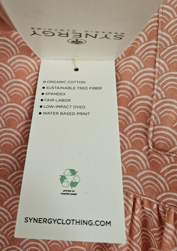 Ropa Orgánica Synergy Talla Mediana Estampado Onda Arabella L/S Top Arcilla Cañón Nueva con Etiquetas - Imagen 4 de 10