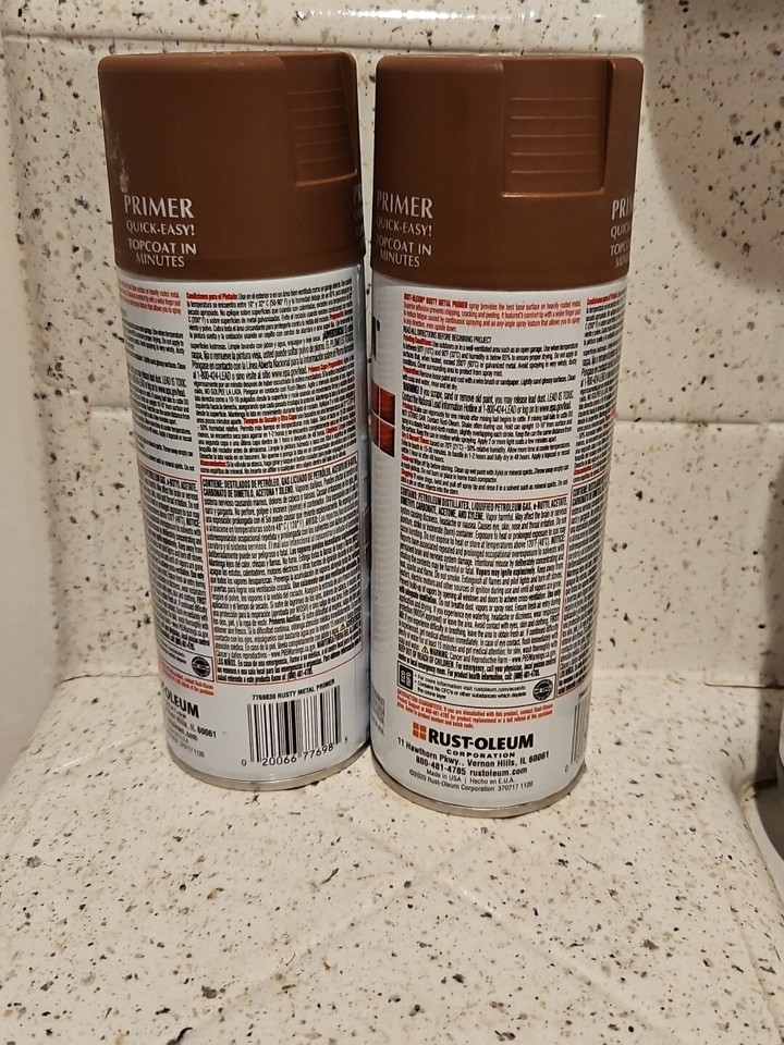2 - (12 oz cans) Rust-Oleum 7769830 Stops Rust Rusty Metal Primer Spray ...