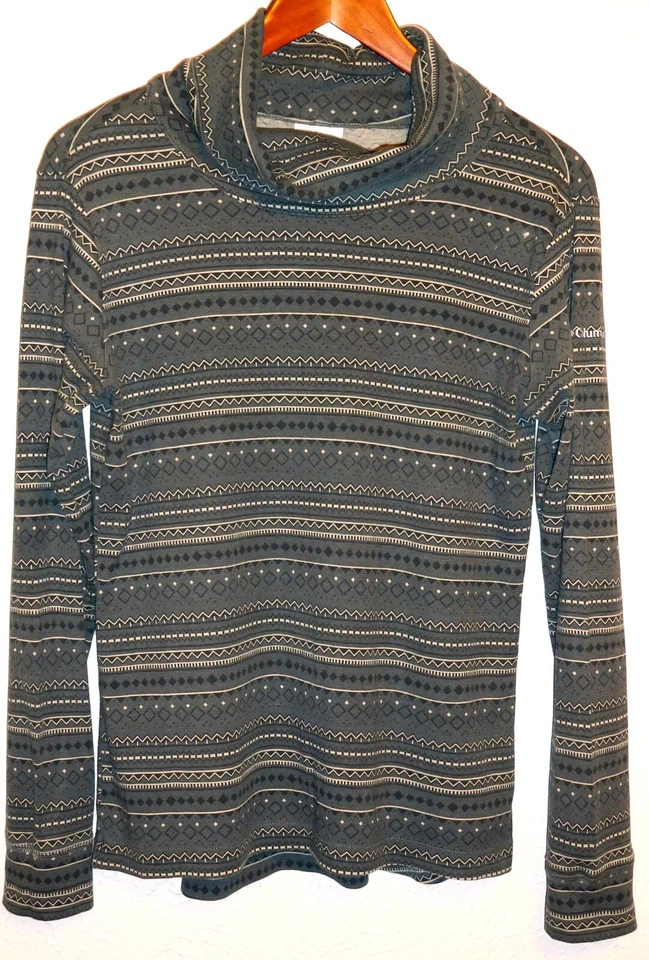 Columbia Women's Size Large Gray Long Sleeve Tribal Pullover Turtleneck Top - Imagem 2 de 2