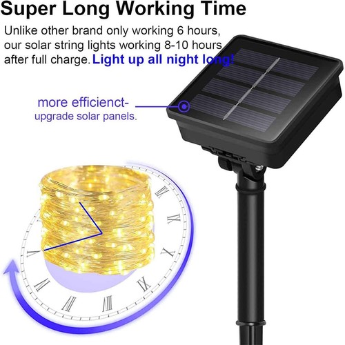 100LED Solar Fairy String Lights Outdoor Waterproof Garden Yard Decor White - Bild 13 von 31