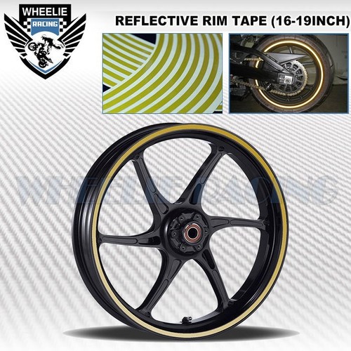 Reflectante Borde Cinta Rueda Raya Moto Bicicleta Auto Pegatina 16 17 18 19 INCH - Picture 5 of 11