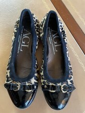 AGL ATTILIO GIUSTI LEOMBRUNI Leopard Print Cap Toe Buckle Monika Ballet Flats 36