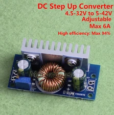 DC-DC Boost Step-up Adjustable Converter 5-32V to 6-42V 6A Power Supply Module