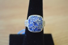 3.05ct Premium Burmese Blue Sapphire /Zircon Ring Platinum over Fine Silver Sz 6