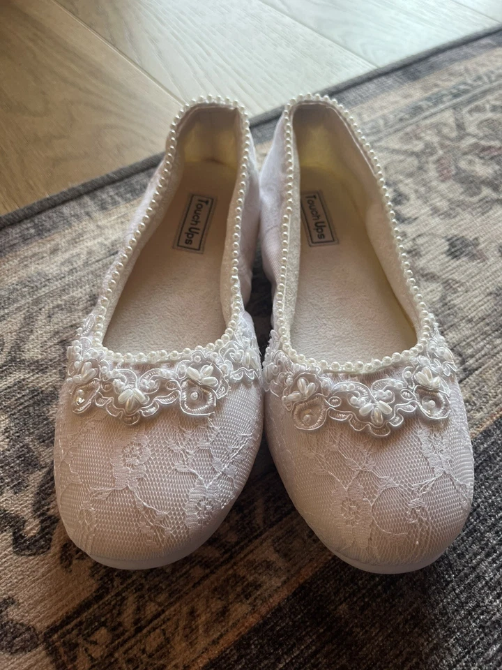 Свадебные туфли подушка мягкий индивидуализированный плоскостях - белый - новый - размер 10 - Изображение 3 из 4