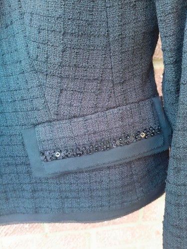 Planet Womens Black Formal Fitted Jacket Size 12 Lace Trim Detail NEW 2077h - Picture 2 of 11
