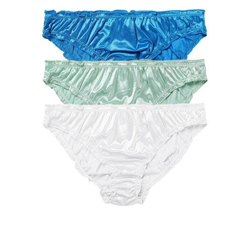 4pcs Womens Satin Slips Hipster Panties White Underwear Frilly Stretch Knicker S - Picture 5 of 13