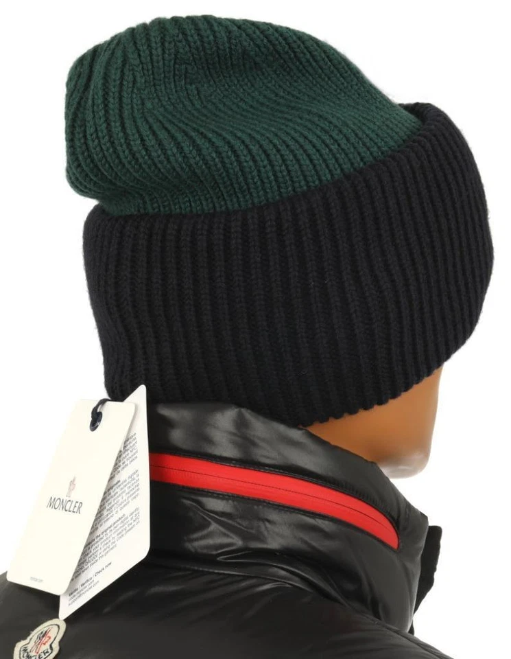NUEVO GORRO MONCLER LANA PESADA VERDE AZUL LOGO TALLA ÚNICA Foto 4 de 4