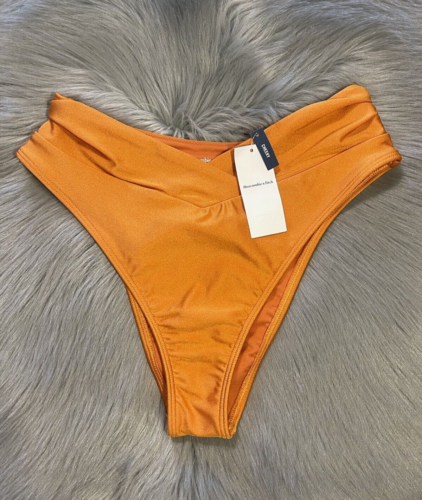 NWT Abercrombie & Fitch Cheeky Swim Bottoms Orange Size Small High Waist