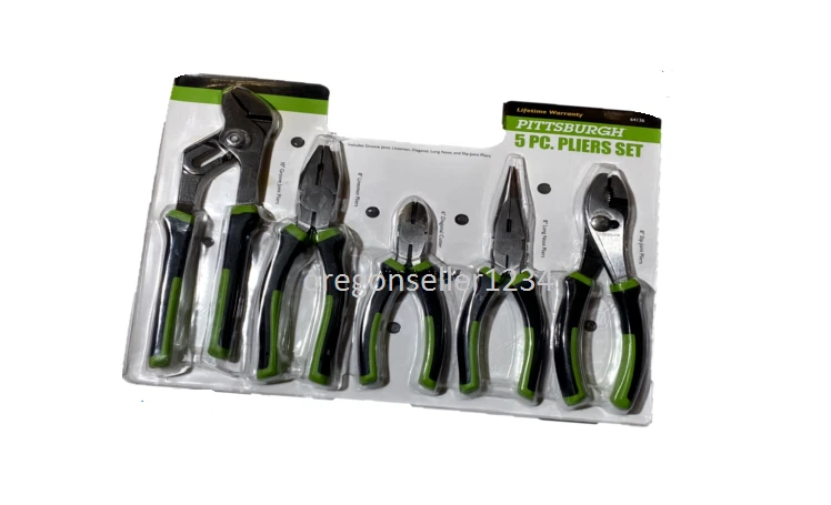  5 Piece Green Pliers Tools Set Needle Nose Plier cutters Linesman (USA SELLER) - Image 2 of 2