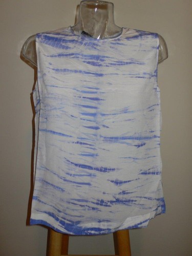 Equipment Amparo Blue White Tie Dye Reagan Silk S/L Top $208 NWT M - Picture 9 of 12