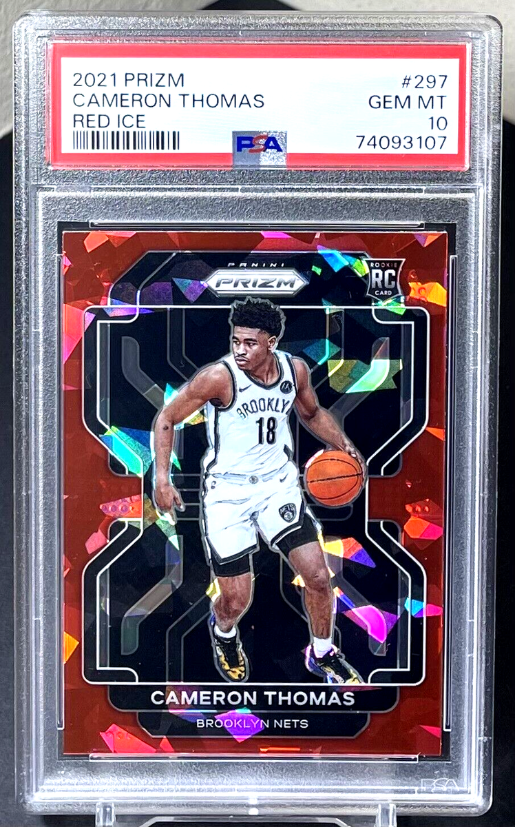 PSA 10 ) Cameron Thomas 2021-22 Panini Prizm #297 Red Ice PSA 10 ) Cameron Thomas 2021-22 Panini Prizm #297 Red Ice