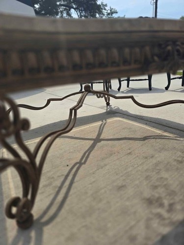 Vintage French Antique Coffee Table- marble, glass and iron - Picture 5 of 5
