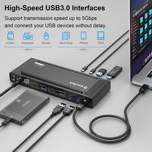 Station d'accueil pour ordinateur portable WAVLINK WL-UG69PD2 Pro double 4K@60Hz 100W PD Mac Windows - Photo 4/9