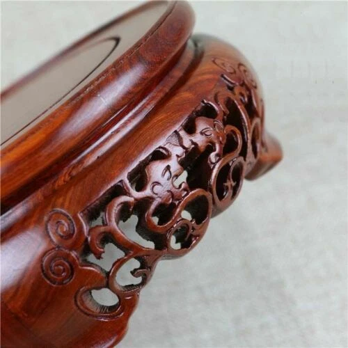 Палисандровый пьедестал круглая подставка полый резной дракон чайник деревянное основание 9 - Изображение 2 из 3