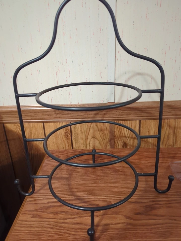 VNG Metal Dessert Plate Display Stand 3 Tier Server 16” Holds 3 Plates Bowls  - Image 2 of 4