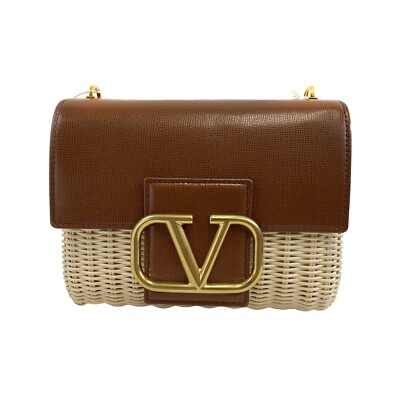 Valentino Garavani 6B3DD18Y94W508 関税送料込 Valentino Garavani - NEW Stud Sign Wicker Shoulder Bag w