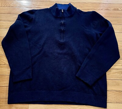 Adidas Golf Sweater Adipure Blue Wool Blend 1/4 Zip Mens Large