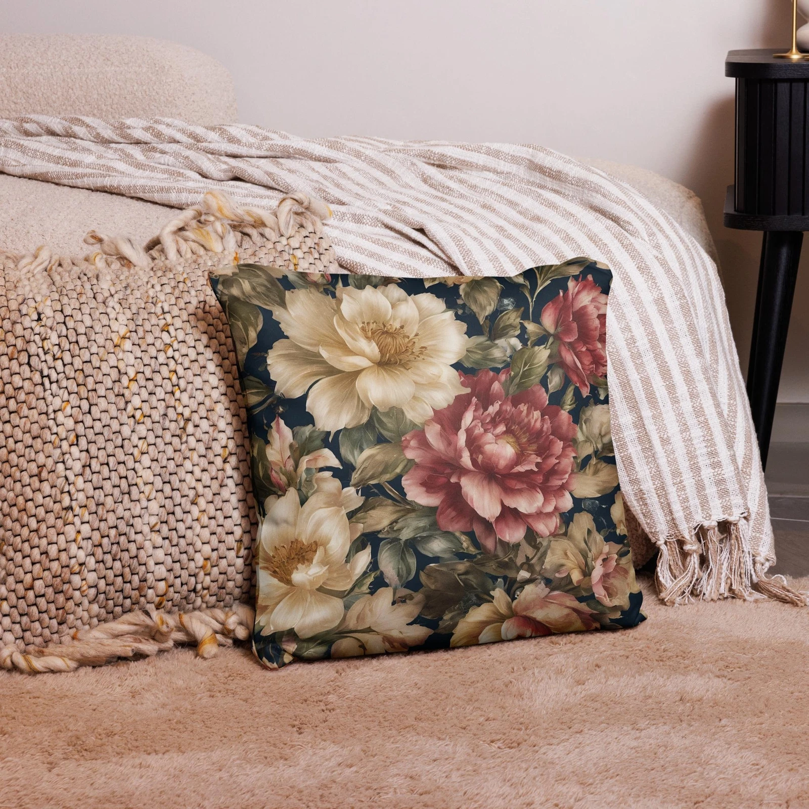 Throw Pillow Case Flower Arrangement 0