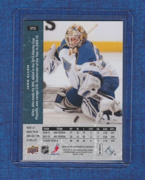 2012-13 SP Authentic Hockey 1994-95 SP RETRO # SP25 Jake Allen Rookie Card - Image 2 of 2