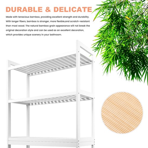 3-Tiers Over The Toilet Bamboo Storage Rack Organizer Shelf Space Saver Bathroom - Picture 32 of 37
