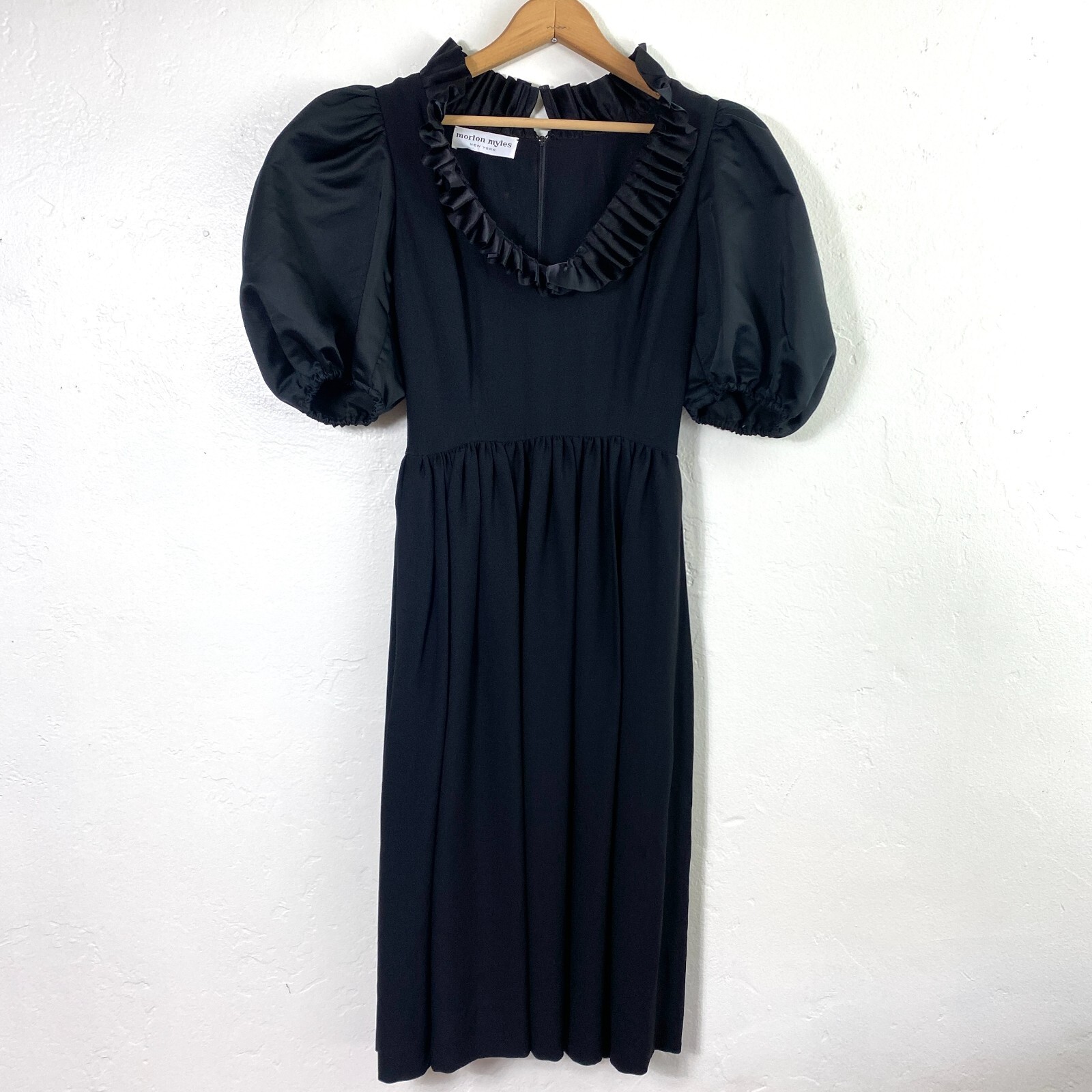 Vintage Morton Myles Womens Black Dress Puffy Sle… - image 1