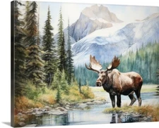 Montana Mountains Wildlife Moose Wilderness Canvas Wrap Art Print