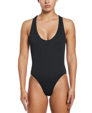 Nike Women's Cross-Back One-Piece Swimsuit Sz S Black NWOT NESSD230-001
