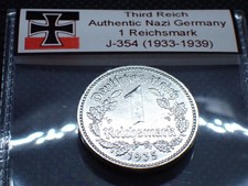 Beautiful Third Reich *1935-A* 1 Reichsmark Coin Nazi Germany Rare Nickel J.354