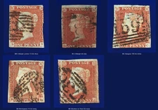 1841 SG8 1d Red Brown Positions BB-BK Good Used Choice of 5 kbfk