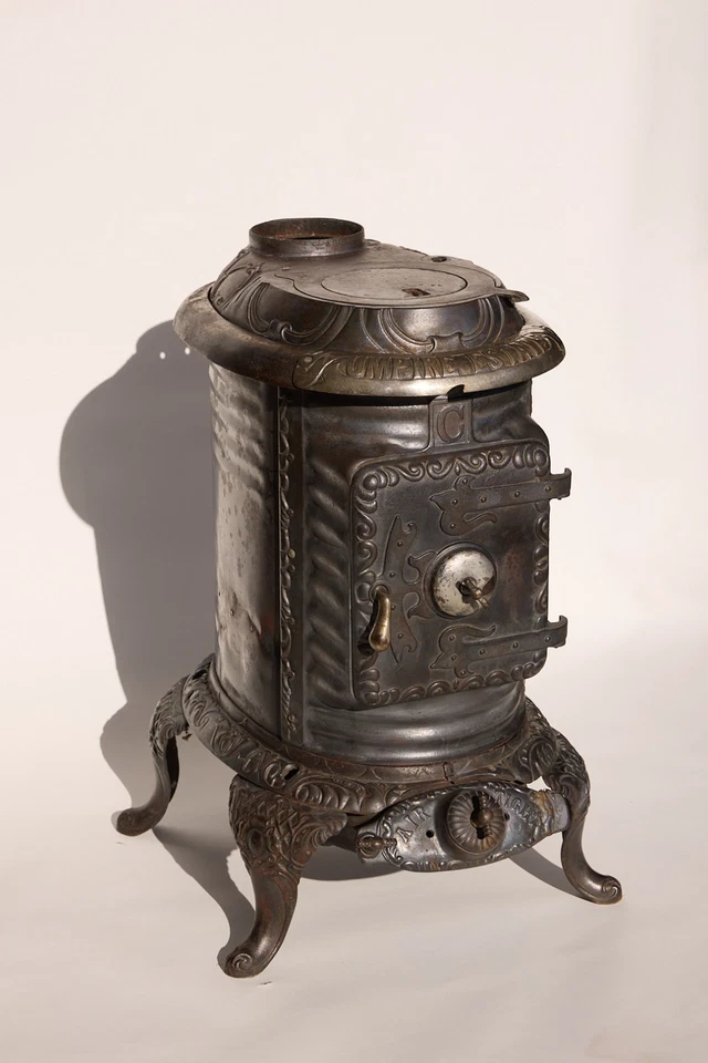 Antigua estufa de leña 1897 árbitro Estate "C" hierro fundido vertical Hamilton F.L. Kahn Foto 2 de 4