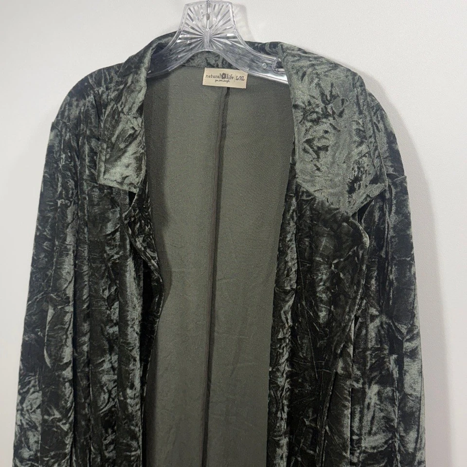 Natural Life Lennon Long Velvet Duster Cardigan Green size L/XL - Image 2 of 4