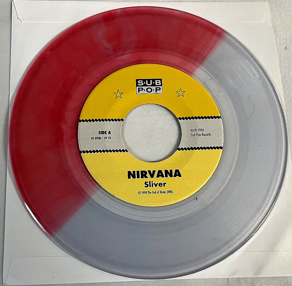Nirvana – Sliver b/w Dive 7" Sub Pop Clear/Pink Split Color Vinyl SP-73 Rare - Image 3 of 4
