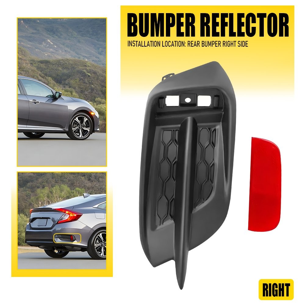 Right Rear Side Bumper Reflector Light For 2016-20 2021 Honda Civic Sedan/Coupe