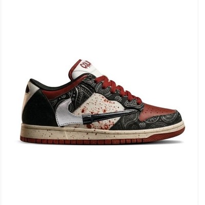 Cold Sins Ghost Killers Lace Up Sneakers Black Red White Paisley Horror Low Top