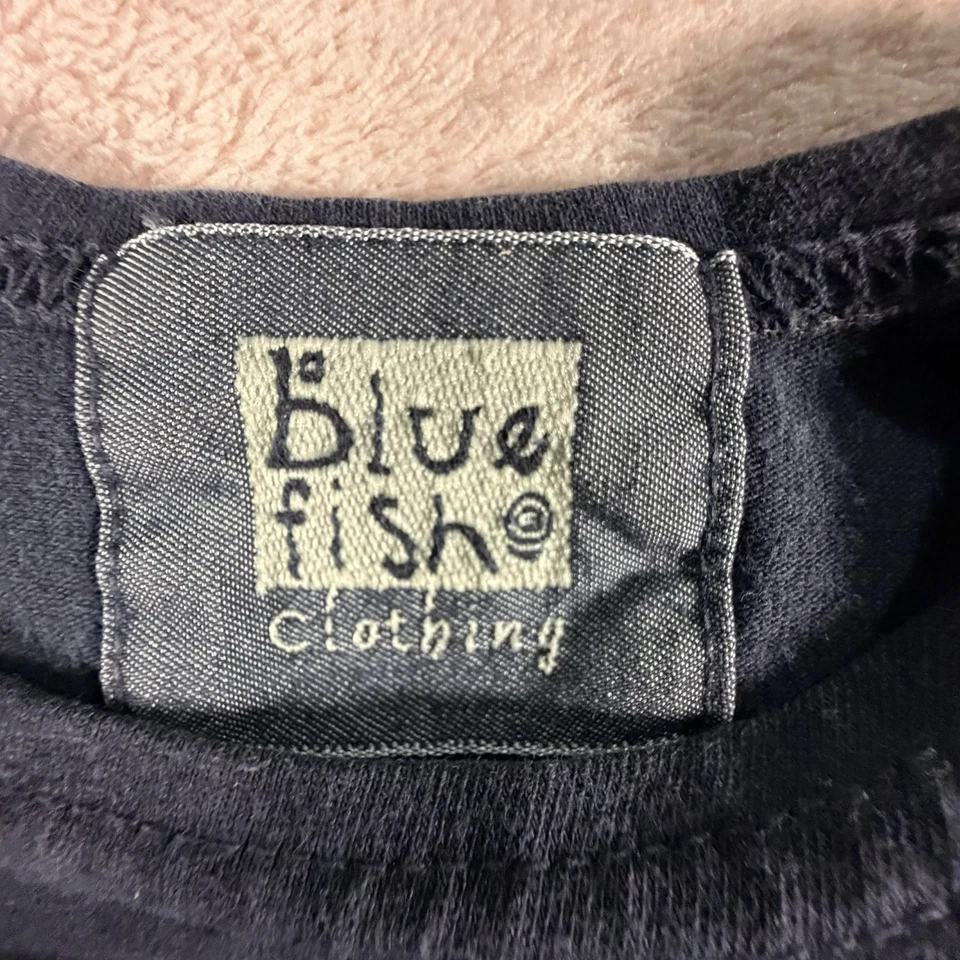 Top Blue Fish Barclay para mujer 2 mezcla de licra de algodón azul Lagenlook Y2K de colección leer Foto 3 de 4