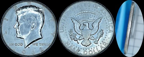 1968-D Kennedy Half Dollar BU 40% Silver. Very Bright Coin.