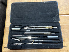 Vintage Zirkelkasten mit 11 Teilen (ca. 1940), Fa. Lotter Präzision Original