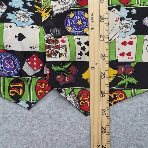 Vintage Nicole Miller Vest Mens Medium Multicolor Silk Las Vegas 1994 Casino image 9