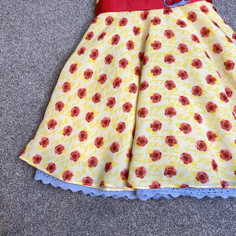 Vestido Disney Niñas 6 Bella Bella y Bestia Amarillo Rosa Estampado Faja Encaje Dobladillo Foto 2 de 4