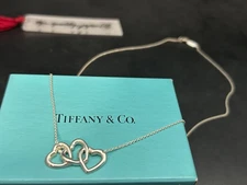 Tiffany & Co Sterling Silver Triple Open Heart Pendant Necklace Fast Shipping