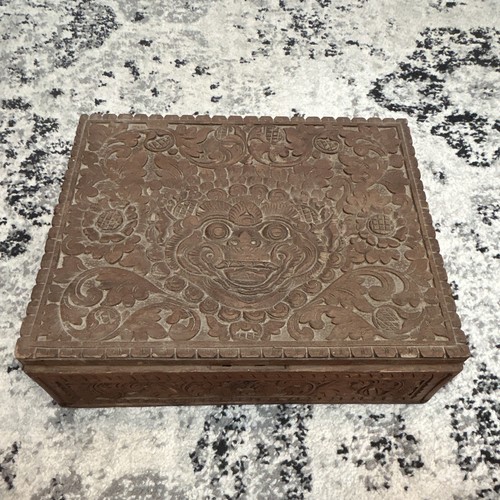 Authentic hand-carved Balinese wooden box, featuring the God Boma