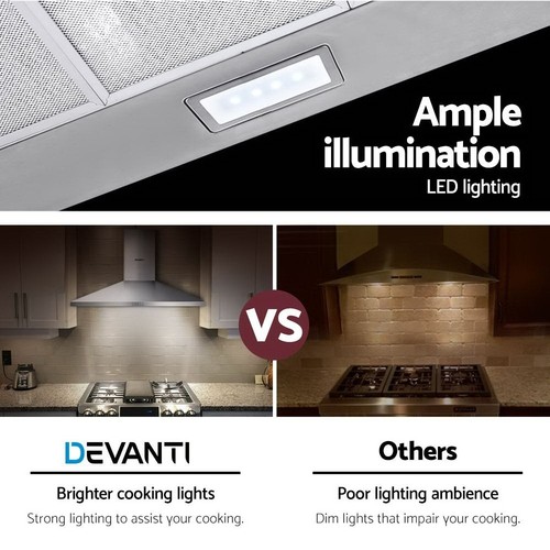 Devanti Range Hood Rangehood 900mm 90cm Kitchen Canopy Stainless Steel - Picture 7 of 8