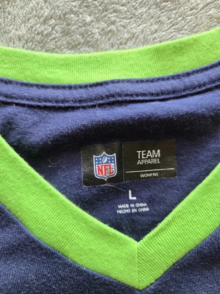 Seattle Seahawks - Manga Corta - Cuello en V - Ropa de Equipo - Talla L - Camiseta Foto 3 de 4