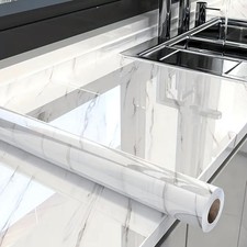 Glossy Marble Contact Paper White Peel and Stick Wallpaper Marble Wallpaper S...